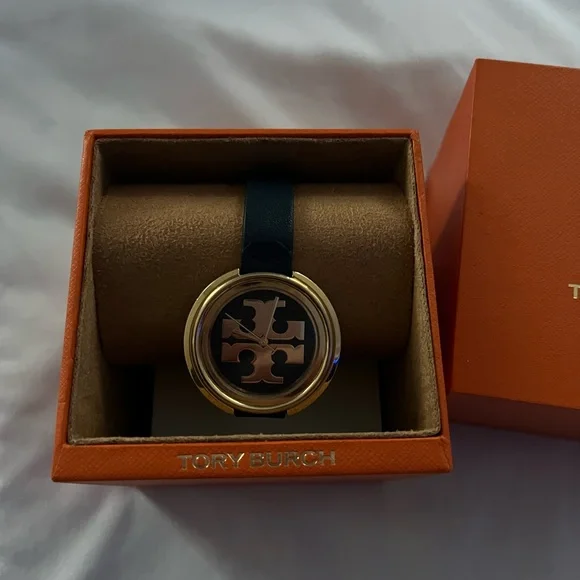 Tory Burch Navy Leather and Gold Watch - Picture 2 of 4